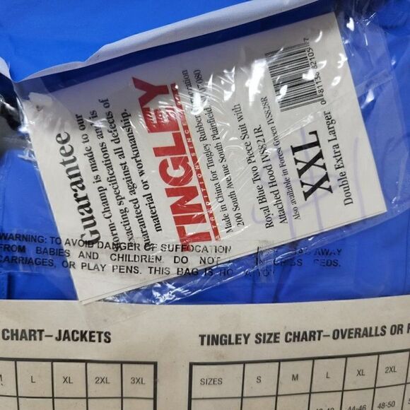 VINTAGE TINGLEY S66211.2X STORM BLUE 2XL 2PC RAIN SUIT STORM CHAMP QUANTITY 1 - Picture 5 of 7